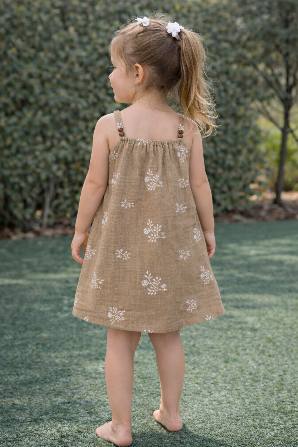Beaded Strap Cotton Swing Dress