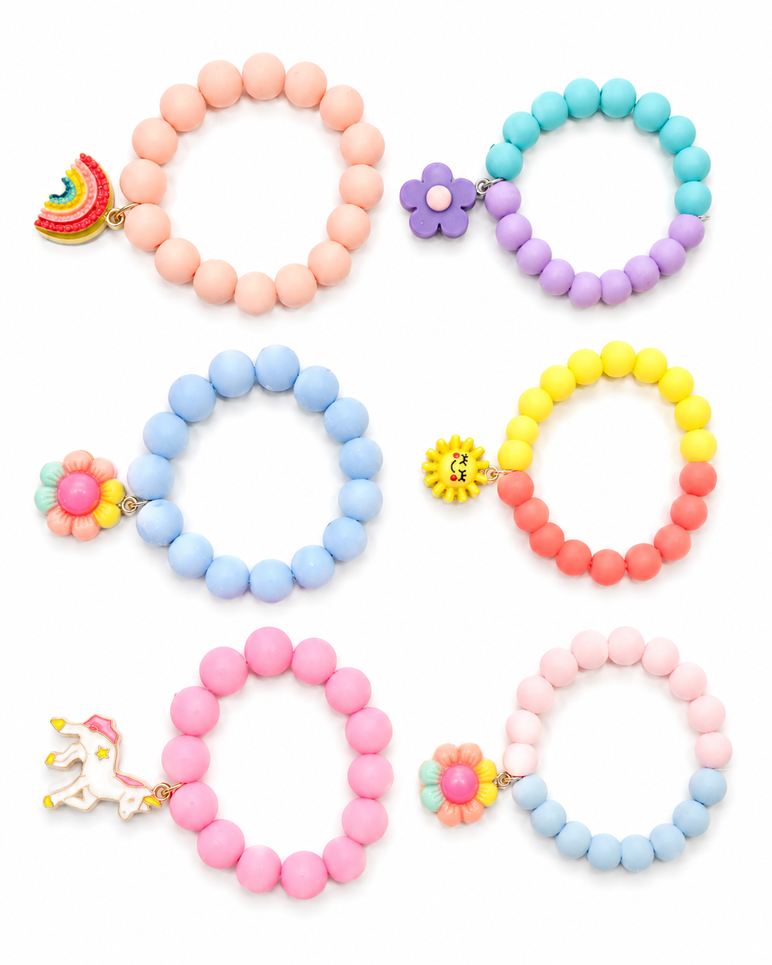 Pastel Beaded Charm Bracelet