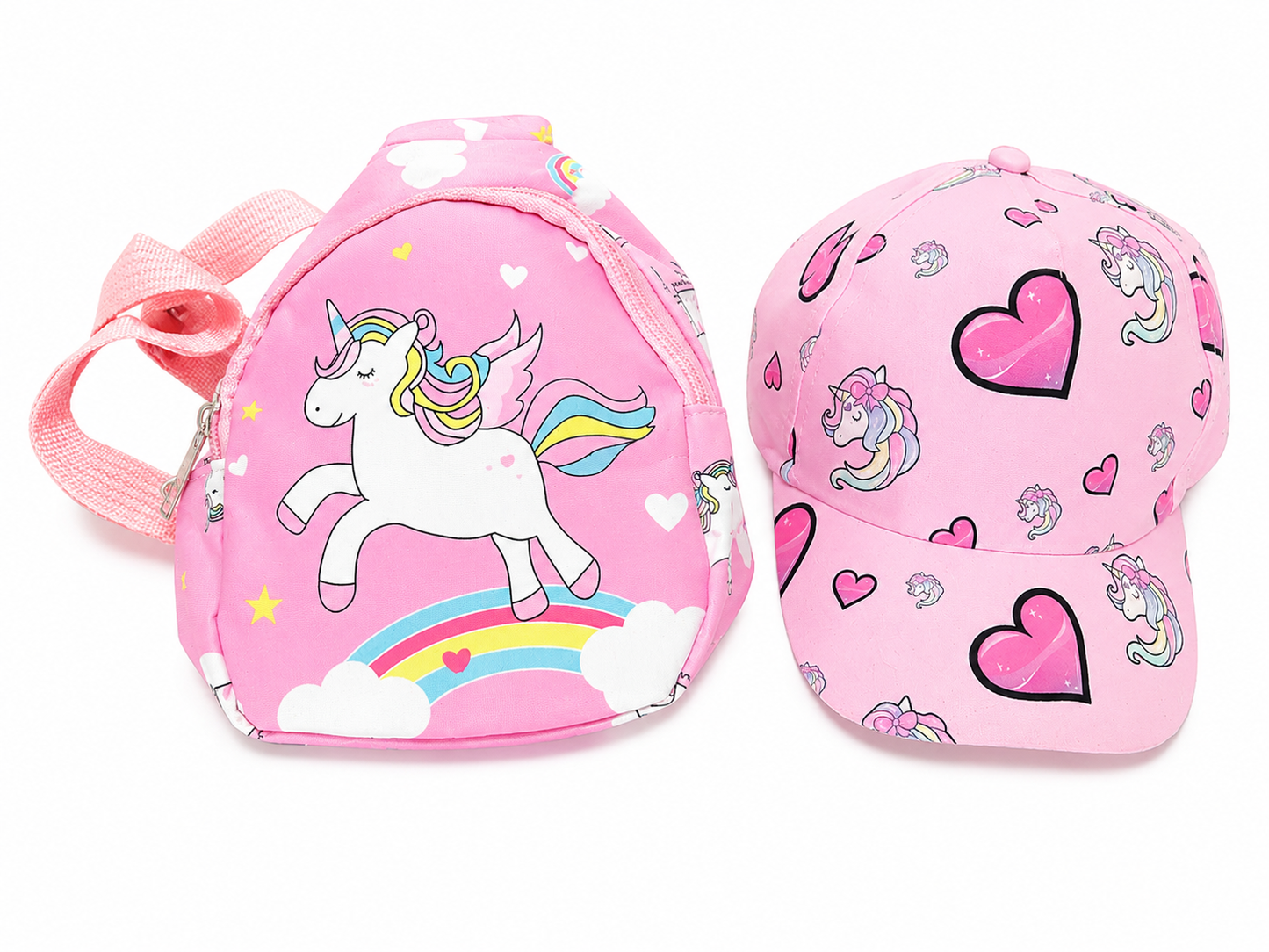 Pink Unicorn Backpack & Cap Set
