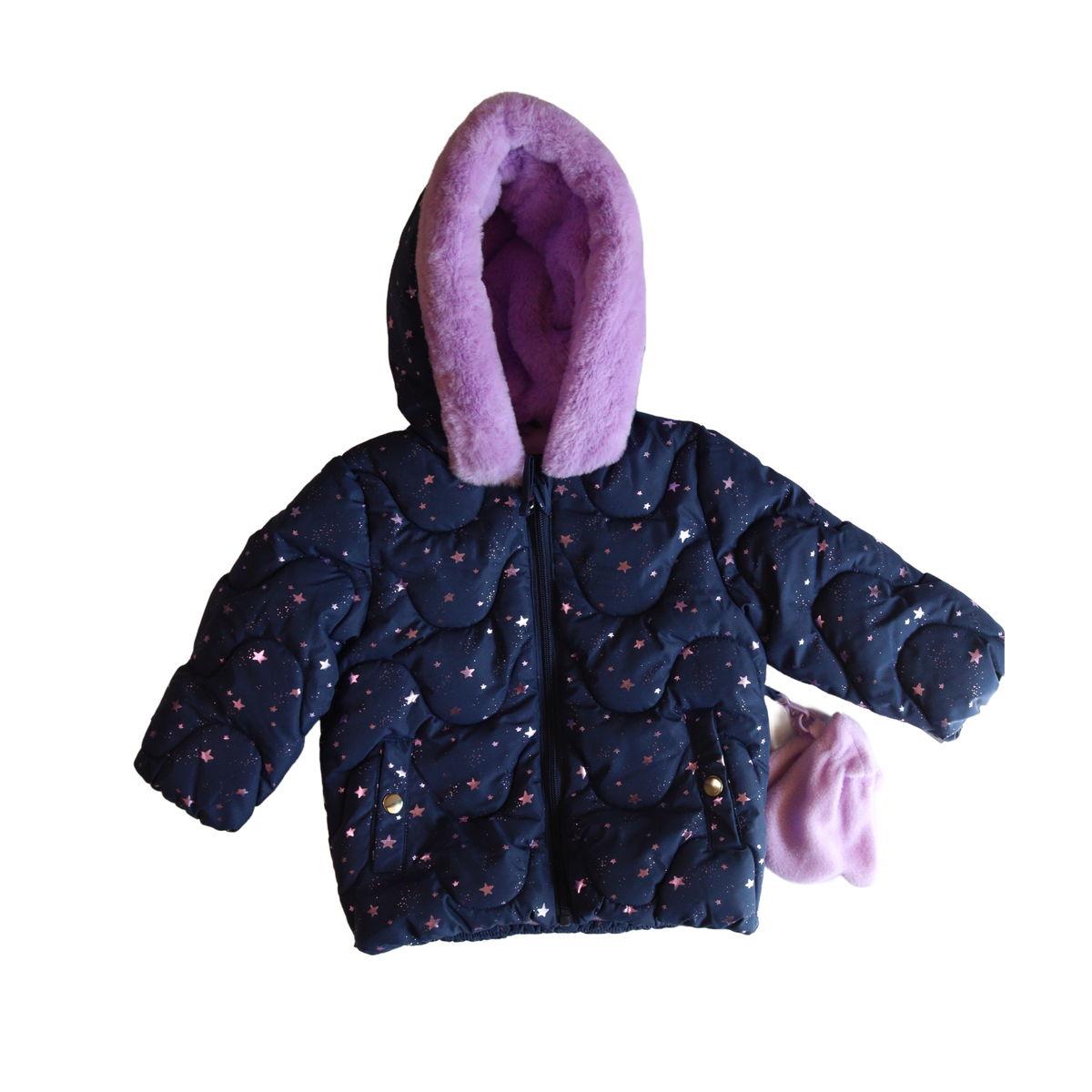 Navy Stars Jacket with Gloves Girls