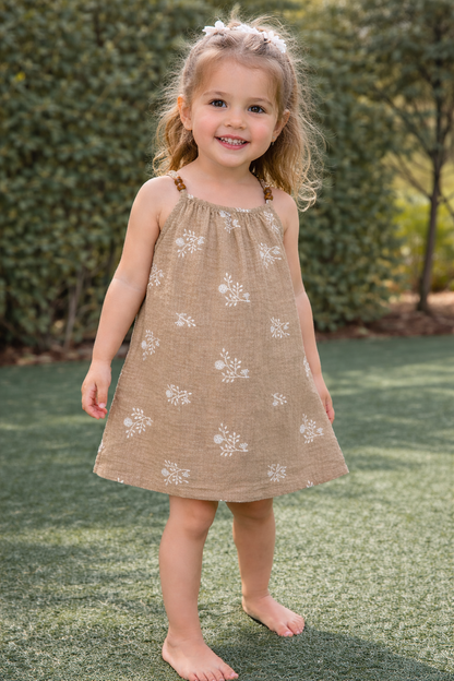 Beaded Strap Cotton Swing Dress